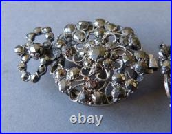 Broche Chatelaine clavet porte montre bijou ancien 19e siècle Argent marcassite