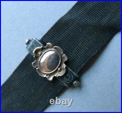 Broche Chatelaine porte montre bijou ancien 19e siècle Argent niellé silver