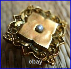 Broche Or 18 Carats Napoléon III Perle Ancien Antique 18K Gold French Brooch Pin