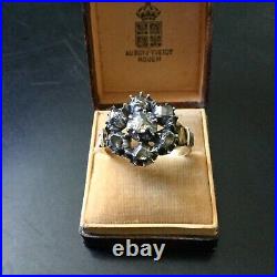C1800 Splendide Ancienne Bague Or 18k Argent Gros Diamants En Roses