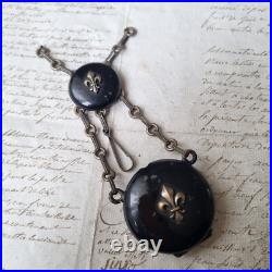 CHATELAINE Ancienne XIXè Fleurs De Lys Porte Montre 19thC
