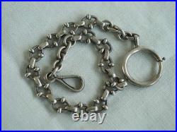 Chaine Giletiere Montre Gousset Ancien Argent Massif Antique Silver Albert Chain