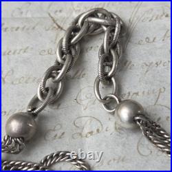 Chaine de Montre CHATELAINE Ancienne en Argent XIXè Belle Maille