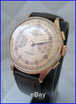 Chronographe ancien Coresa, Landeron 51, or massif 18k, vintage, révisé