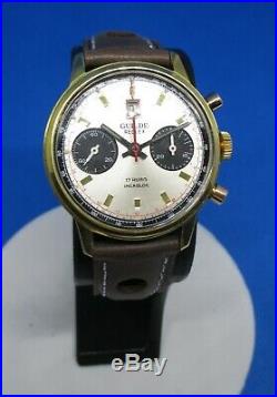 Chronographe ancien Guilde Reglex Landeron 189, panda, vintage, révisé