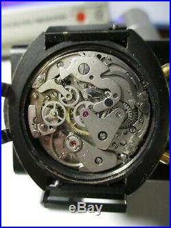 Chronographe ancien Huma Valjoux 7734, PVD noir vintage, révisé