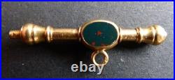 Clé de montre gousset en OR massif 18k et jaspe gold clef key ancien 19e siècle