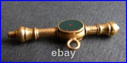 Clé de montre gousset en OR massif 18k et jaspe gold clef key ancien 19e siècle