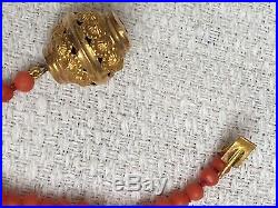 Collier Ancien Corail Or 18k Antique georgian Etruscan Gold red Coral Necklace