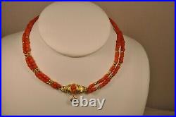 Collier Ancien Corail Or Massif 18k Antique Coral Solid Gold Necklace