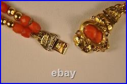 Collier Ancien Corail Or Massif 18k Antique Coral Solid Gold Necklace