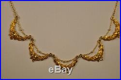 Collier Ancien Or Massif 18k Antique Art Nouveau Solid Gold Necklace