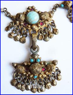 Collier de perles + métal ancien bijou necklace signé HENRY élève Line VAUTRIN