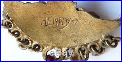 Collier de perles + métal ancien bijou necklace signé HENRY élève Line VAUTRIN