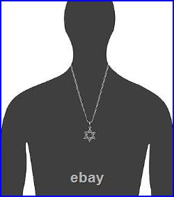 Collier pendentif charme juif étoile de David en argent sterling finition antique