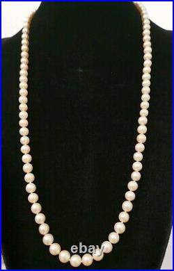 Collier / sautoir ancien grosses perles de culture Akoya début 20e en or massif