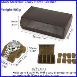 Crazy Horse Boîtier de Montre en Cuir pour Homme Grande Capacité Montre Boîte de Voyage Montres S