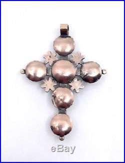 Croix Maintenon ancienne en or argent diamants taille rose bijou Provençal XIXe