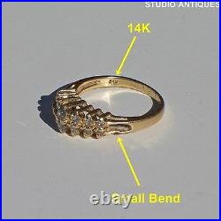 Diamond Cocktail Ring Band 14K Or Jaune Taille 6 1/4 vintage mariage fantaisie ancien