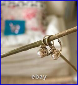 Dormeuses Anciennes En Or Rose 18k Perles Antique Victorian Gold Pearls Earrings