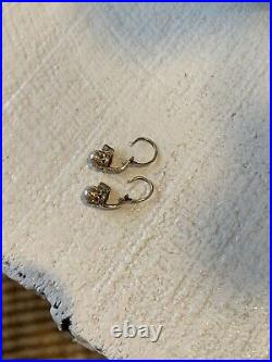 Dormeuses Anciennes En Or Rose 18k Perles Antique Victorian Gold Pearls Earrings
