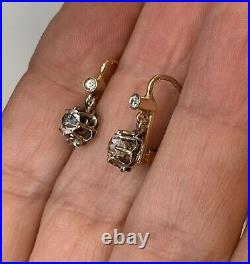 Dormeuses Trembleuses Anciennes 19ème Or 18k Antique Victorian Gold Earrings