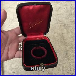 ECRIN Ancien A Bijou Cuir XIXè Napoléon III Pendentif Montre Soie Velours Rouge