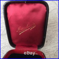 ECRIN Ancien A Bijou Cuir XIXè Napoléon III Pendentif Montre Soie Velours Rouge