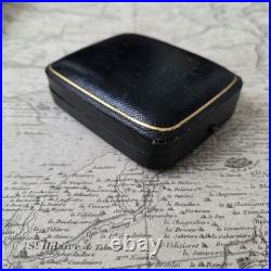 ECRIN Ancien A Bijou Cuir XIXè Napoléon III Pendentif Montre Soie Velours Rouge