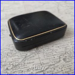 ECRIN Ancien A Bijou Cuir XIXè Napoléon III Pendentif Montre Soie Velours Rouge