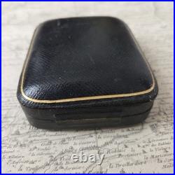 ECRIN Ancien A Bijou Cuir XIXè Napoléon III Pendentif Montre Soie Velours Rouge