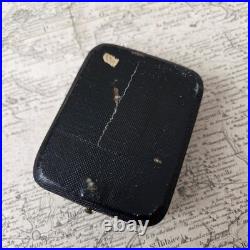 ECRIN Ancien A Bijou Cuir XIXè Napoléon III Pendentif Montre Soie Velours Rouge