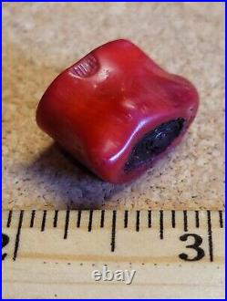 ÉNORME perle perlée ancienne ancienne vintage ancienne corail rouge naturel 7,1 g
