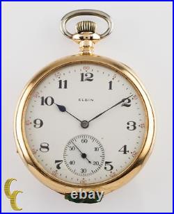 Elgin Ouvert Visage 14K or Jaune Ancien Poche Montre Gr 315 12S 15 Bijou