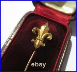 Epingle broche ancienne fleur de lys Rois de France Or 18 carats French 750
