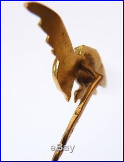 Épingle de cravate OR 18k + diamant ancien gold pin aigle royal eagle