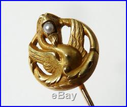 Épingle de cravate OR + perle chimere 18k ancien gold pin griffon chimère