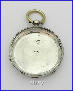 Étui de montre de poche antique en argent sterling Verge en fonte #85f