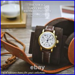 Étui de voyage pour montre en cuir simple, 1 rouleau de montre cuir de vache marron fauve