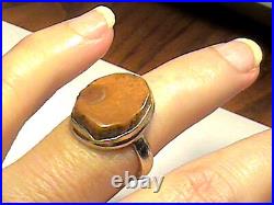 FOSSIL WOOD FOSSIL argent sterling 925 Ring 8 Rare naturel élégant complexe old