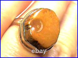 FOSSIL WOOD FOSSIL argent sterling 925 Ring 8 Rare naturel élégant complexe old