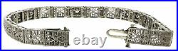 Femmes Antique en filigrane Véritable Bracelet en diamant en 14 kt or blanc