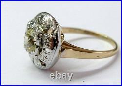 Fine. 65 CT old EUROPEAN DIAMOND Deux-Tone ring 14KT