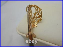 Grand magnifique unmarked antique 14k solide or jaune diamant épée Broche Pin