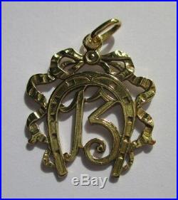 Grand pendentif ancien 1900 Porte bonheur Or 18 carats French gold charm 750