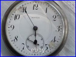 Grosse Montre De Gousset Ancienne Argent Massif Havila Pocket Watch Antique