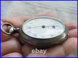 Grosse Montre De Gousset Ancienne Argent Massif Havila Pocket Watch Antique