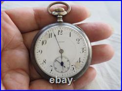 Grosse Montre De Gousset Ancienne Argent Massif Havila Pocket Watch Antique