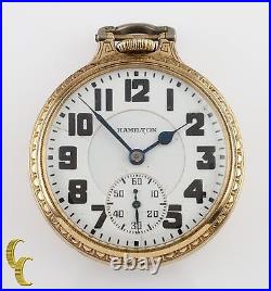 Hamilton Ouvert Visage or Rempli Ancien Poche Montre Grade 992E Size 16 21 Bijou