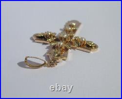 Importante croix pendentif ancien Provence perles or rose 18 carats 7,9g French